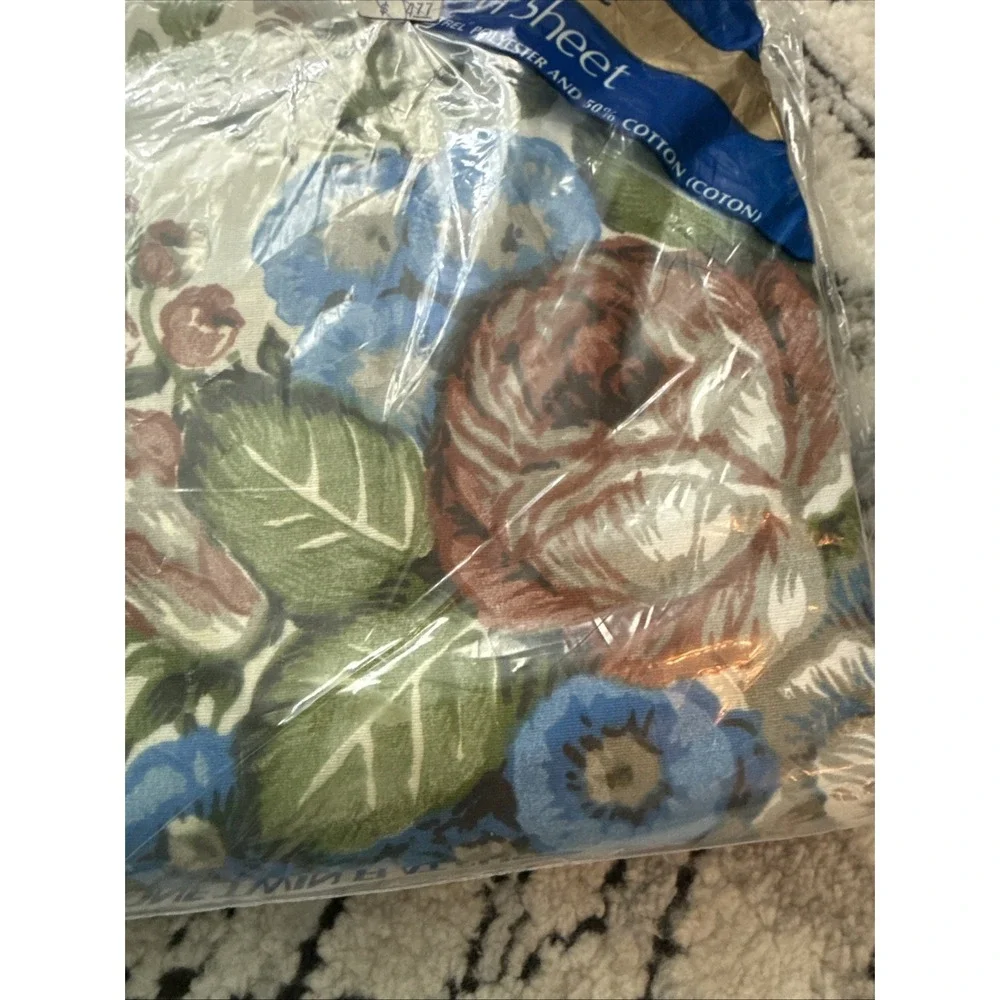 No Iron Danville Fortel Flat Sheet Floral Daffodil Twin Sealed Vintage